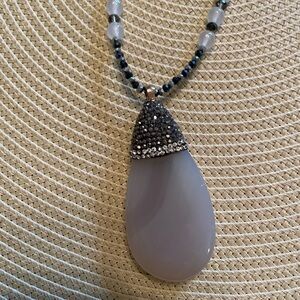 Elegant Gray Teardrop Pendant Necklace